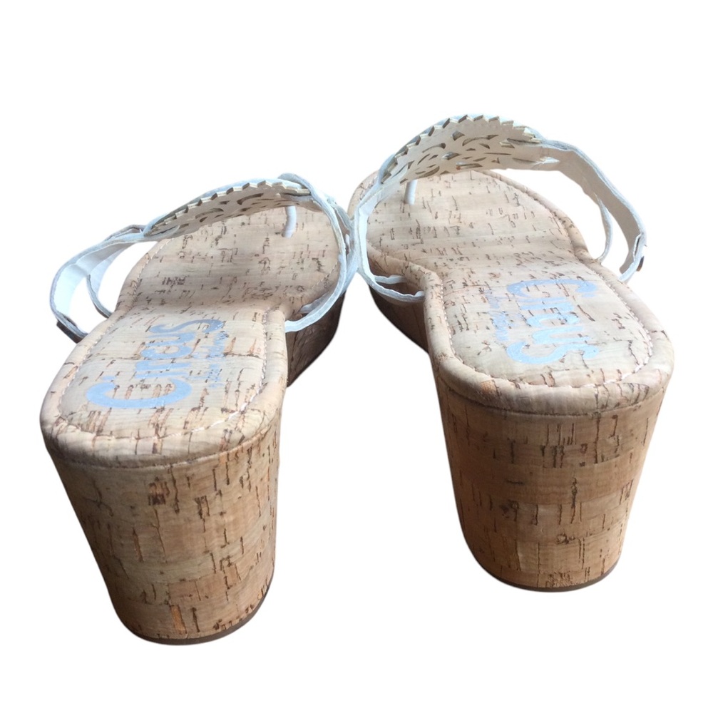 Circus by Sam Edelman White Cork Wedge Thong Sandal Size 10 - Picture 5 of 10